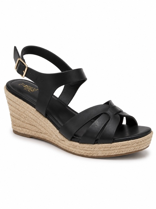 Time and Tru Shoes - Time and Tru Black Espadrille Wedge Sandals Size 11 NWT